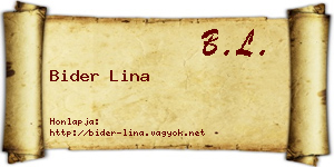 Bider Lina névjegykártya
